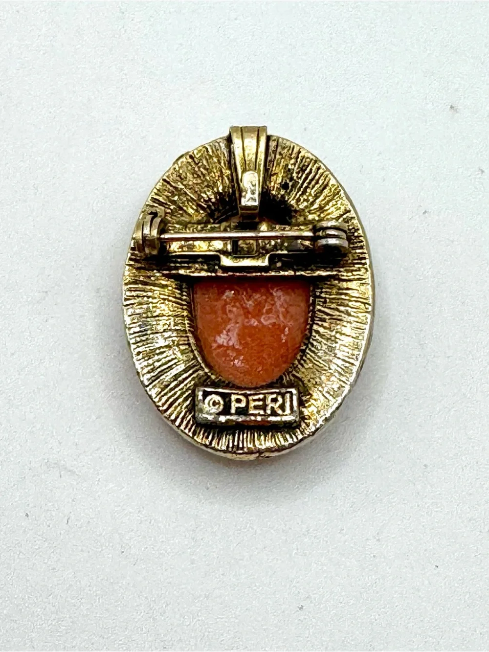 Vintage Peri Oval Faux Cameo Pin